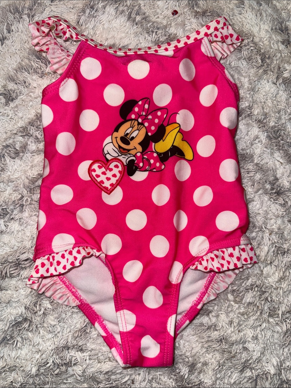 6-12m vintage Pink Polka Dot Minnie Mouse One-Piece girls Swimsuit